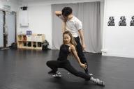 Dancer Lyman Heung (in white) rehearses with Summer Tai in Diamond Hill. 08APR24 SCMP \/ Xiaomei