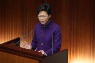 Chief Executive Carrie Lam Cheng Yuet-ngor attends the Question and Answer session at Legco Chamber, Admiralty. 12JAN22. SCMP / Sam