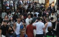 The crowd is seen at Causeway Bay. 20FEB24. SCMP \/ Sam