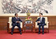 (231019) -- BEIJING, Oct. 19, 2023 (Xinhua) -- Chinese Vice President Han Zheng meets with President of the Republic of the Congo Denis Sassou Nguesso in Beijing, capital of China, Oct. 19, 2023. Denis Sassou Nguesso is in Beijing for the third Belt and Road Forum for International Cooperation. (Xinhua/Yin Bogu) - Yin Bogu -//CHINENOUVELLE_XxjpbeE007005_20231020_PEPFN0A001/Credit:CHINE NOUVELLE/SIPA