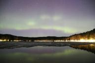 (240417) -- OSLO, April 17, 2024 (Xinhua) -- This photo taken on April 17, 2024 shows the northern lights at Sognsvann Lake in Oslo, capital of Norway. (Xinhua\/Zhang Yuliang) - Zhang Yuliang -\/\/CHINENOUVELLE_XxjpbeE007343_20240417_PEPFN0A001\/Credit:CHINE NOUVELLE\/SIPA