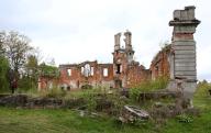 ZHYTOMYR REGION, UKRAINE - APRIL 23, 2024 - The ruins of the 20th Century Palace of the Tereshchenko family are pictured on the outskirts of Denyshi village, Zhytomyr region, northern Ukraine.\/\/UKRINFORMAGENCY_ukr0777\/Credit:Volodymyr Tarasov\/UKRINFO\/SIPA