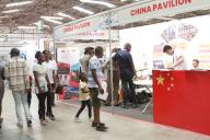 (240426) -- BULAWAYO (ZIMBABWE), April 26, 2024 (Xinhua) -- People visit the China Pavilion at the Zimbabwe International Trade Fair (ZITF) in Bulawayo, Zimbabwe, on April 26, 2024. Exhibitors from more than 25 countries, including over 30 exhibitors from China, are participating in the five-day expo, which kicked off in Bulawayo on Tuesday. (Xinhua\/Tafara Mugwara) - Tafara Mugwara -\/\/CHINENOUVELLE_CHINENOUVELLE0315\/Credit:CHINE NOUVELLE\/SIPA
