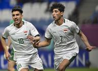 (240427) -- DOHA, April 27, 2024 (Xinhua) -- Ali Jasim Elaibi (R) of Iraq celebrates after scoring during the quarter-final match between Iraq and Vietnam at AFC U23 Asian Cup Qatar 2024 football tournament in Doha, Qatar, April 26, 2024. (Photo by Nikku\/Xinhua) - Wang Qiang -\/\/CHINENOUVELLE_CHINENOUVELLE0386\/Credit:CHINE NOUVELLE\/SIPA