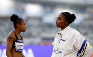 (240427) -- SUZHOU, April 27, 2024 (Xinhua) -- Quanesha Burks (R) of the United States looks on during the women\'s long jump final at the Yangtze River Delta Athletics Diamond Gala in Suzhou, east China\'s Jiangsu Province, April 27, 2024. (Xinhua\/Wang Lili) - Wang Lili -\/\/CHINENOUVELLE_CHINE0046\/Credit:CHINE NOUVELLE\/SIPA