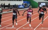 (240427) -- SUZHOU, April 27, 2024 (Xinhua) -- Akani Simbine (L) of South Africa, Christian Coleman (C) of the United States and Fred Kerley of the United States compete during the men\'s 100m final at the Yangtze River Delta Athletics Diamond Gala in Suzhou, east China\'s Jiangsu Province, April 27, 2024. (Xinhua\/Yang Lei) - Yang Lei -\/\/CHINENOUVELLE_CHINE0098\/Credit:CHINE NOUVELLE\/SIPA
