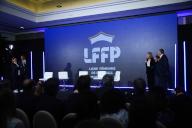 The official logo unveiled during the Launch of the new Women\'s Professional Football League (LFFP) "Ligue Feminine de Football Professionnel" on the occasion of the 2024 D1 Arkema trophies ceremony at Pavillon Dauphine in Paris, FRANCE - 29\/04\/2024.\/\/JEE_lffpro.17\/Credit:J.E.E\/SIPA