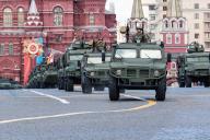 (240505) -- MOSCOW, May 5, 2024 (Xinhua) -- Armored vehicles drive along Red Square during a rehearsal for the Victory Day military parade, which marks the 79th anniversary of the Soviet victory in the Great Patriotic War, Russia\'s term for World War II, in Moscow, Russia, May 5, 2024. (Xinhua\/Bai Xueqi) - Bai Xueqi -\/\/CHINENOUVELLE_XxjpbeE007656_20240505_PEPFN0A001\/Credit:CHINE NOUVELLE\/SIPA