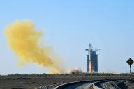 (240513) -- BEIJING, May 13, 2024 (Xinhua) -- A Long March-4C rocket carrying the satellite Shiyan-23 blasts off from the Jiuquan Satellite Launch Center in northwest China, May 12, 2024. (Photo by Wang Jiangbo/Xinhua) - Wang Jiangbo -//CHINENOUVELLE_XxjpbeE007100_20240513_PEPFN0A001/Credit:CHINE NOUVELLE/SIPA