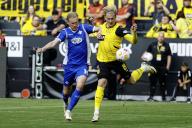 (240519) -- DORTMUND, May 19, 2024 (Xinhua) -- Julian Brandt (R) of Borussia Dortmund vies with Christoph Klarer of SV Darmstadt 98 during the first division of Bundesliga football match between Borussia Dortmund and SV Darmstadt 98 in Dortmund, Germany, May 18, 2024. (Photo by Joachim Bywaletz/Xinhua) - Joachim Bywaletz -//CHINENOUVELLE_XxjpbeE007012_20240519_PEPFN0A001/Credit:CHINE NOUVELLE/SIPA