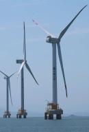 (240519) -- FUZHOU, May 19, 2024 (Xinhua) -- This photo taken on May 17, 2024 shows an offshore wind farm operated by the China Three Gorges Corporation in Xinghua Bay, southeast China