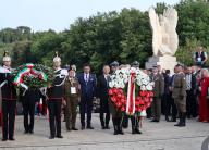 18.05.2024 Monte Cassino, Italy. Commemoration of the 80th anniversary of the Battle of Monte Cassino at the Polish War Cemetery with the presence of the Polish and Italian authorities. Laying of flowers by the President of the Italian Republic Sergio Mattarella and the President of the Republic of Poland Andrzej Duda with his wife Agata.//GALAZKA_WV6I3803/Credit:Grzegorz Galazka/SIPA