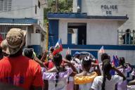 Flag Day was celebrated in Petionville, a commune in the metropolitan region, on May 18. Despite total insecurity, members of the population have been trying to commemorate this Haitian bicolor celebration since yesterday.//REGALAJEANFEGUENS_1306.01302/Credit:Jean Feguens Regala/SIPA