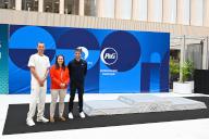 Alexis Hanquinquant ( France ) , Beatrice Dupuy ( pdg Procter Gamble France) and Tony Estanguet ( president JO 2024 ) during the presentation of podiums Olympic and Paralympic Games at Le Pulse on May 23, 2024 in Saint Denis, France. ( Photo by federico pestellini \/ Panoramic \/ SIPA ) - - photo : Federico Pestellini \/ Panoramic\/\/PANORAMIC_290942_0001\/Credit:Panoramic\/SIPA