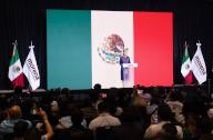 (240603) -- MEXICO CITY, June 3, 2024 (Xinhua) -- Claudia Sheinbaum gives a speech in Mexico City, Mexico, June 3, 2024. Mexican climate scientist and former Mexico City mayor Claudia Sheinbaum celebrated her victory in Sunday