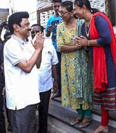 Thoothukudi, March 26, 2024 (ANI): Tamil Nadu Chief Minister MK Stalin during the election campaign ahead of Lok Sabha elections, in Thoothukudi on Tuesday. (ANI Photo via Hindustan Times\/Sipa USA