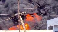 Vijayawada, March 26, 2024 (ANI): A fire breaks out at an oil tanker godown, in Vijayawada on Tuesday. (ANI Photo via Hindustan Times\/Sipa USA