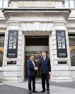 London, March 26, 2024 (ANI): Gautam Adani-Chairman, Adani Group and Sir Tim Lawrence-Chair of Trustees, Science Museum Group during the inauguration of \'Adani Green Energy Gallery\' at the Science Museum in London on Tuesday. (ANI Photo via Hindustan Times\/Sipa USA