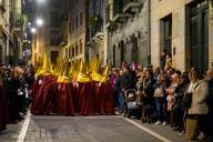 Penitents parade during the Holy Thursday procession on March 28, 2024 in Pamplona, Spain. Photo by Denis Prezat\/Abaca\/Sipa