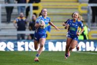 Evie Cousins of Leeds Rhinos goes over for a try during the Betfred Womens Super League Round 1 match Leeds Rhinos Women vs Huddersfield Giants Women at Headingley Stadium, Leeds, United Kingdom, 19th April 2024 (Photo by Mark Cosgrove\/News Images) in Leeds, United Kingdom on 4\/19\/2024. (Photo by Mark Cosgrove\/News Images\/Sipa USA