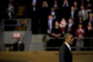 President Barack Obama delivers a speech during the Armed Forces Farewell Tribute to Secretary of Defense Chuck Hagel on Joint Base Myer-Henderson Hall in Arlington, Va., Jan. 28, 2015. President Barack Obama hosted the event, which included remarks ...