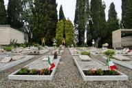 Event celebrating the 79th anniversary of the liberation at the monumental cemetery of Bergamo with the laying of laurel wreaths at the tomb of the Bergamo partisans (Photo by Luca Ponti \/ ipa-agency.net\/IPA\/Sipa USA