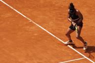 MADRID, SPAIN - APRIL 25: Naomi Osaka returns a shot against Liudmila Samsonova during their match on Day 4 of the Mutua Madrid Open at Caja Magica Stadium in Madrid. (Photo by Guillermo Martinez) (Photo by \/Sipa USA