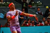 Rafael Nadal of Spain plays against Darwin Blanch of the Usa (not pictured) on Day Four of the Mutua Madrid Open 2024 tournament at La Caja Magica. ( Nadal Won 2-0) (Photo by Miguel Reis \/ SOPA Images\/Sipa USA