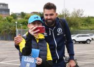 Millwall goalkeeper Bartosz Bia?kowski has a selfie with a fan before the Sky Bet Championship match at The Den, London Picture by Brian Tonks\/Focus Images\/Sipa USA 07973408366 27\/04