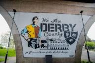 A mural saying \'We Are Derby\' organised by Popside Fanatics seen before the Sky Bet League One match between Derby County and Carlisle United at Pride Park Stadium. (Photo by Ben Booth \/ SOPA Images\/Sipa USA