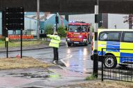 Four Fire engines and fire rescue services, multiple ambulances and over 20 marked and unmarked police cars are in attendance during a major emergency services incident on Hessle Road, Hull, United Kingdom, 28th April 2024 (Photo by Mark Cosgrove\/News Images) in Hull, United Kingdom on 4\/28\/2024. (Photo by Mark Cosgrove\/News Images\/Sipa USA