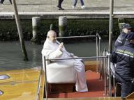 Pope Francis on a boat in Venice (Photo by Roberto Moro \/ ipa-agency.net\/IPA\/Sipa USA