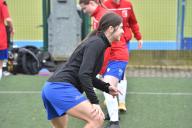 Dryburgh Athletic v Inverurie Locos, SWFL North, at Dundee International Sports Centre in Dundee, Scotland on 05 May 2024 Stretch those muscles (Photo by Ger Harley\/Sportpix\/Sipa USA) UK Media free first use