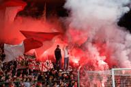 Kortrijk\'s supporters pictured ahead of a soccer match between KV Kortrijk and KAS Eupen, Sunday 05 May 2024 in Kortrijk, on day 5\/6 of the 2023-2024 \'Jupiler Pro League - Relegation Play-offs. BELGA PHOTO KURT DESPLENTER (Photo by KURT DESPLENTER\/Belga\/Sipa USA