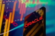 In this photo illustration, the Oracle Corporation logo is displayed on a smartphone screen. (Photo by Rafael Henrique \/ SOPA Images\/Sipa USA) *** Strictly for editorial news purposes only