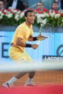 Felix Auger Aliassime of Canada during the Men\'s Singles Final match against Andrey Rublev on Day Thirteen of Mutua Madrid Open at La Caja Magica on May 05, 2024 in Madrid, Spain. (Photo by Oscar Gonzalez\/Sipa USA