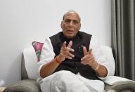 LUCKNOW, INDIA - MAY 6: Defence Minister and BJP Lok Sabha candidate from Lucknow Rajnath Singh during an interview with HT on May 6, 2024 in Lucknow, India. (Photo by Deepak Gupta\/Hindustan Times\/Sipa USA
