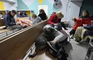 People take shelter in an underground shelter as they wait for the end of another air alarm after a Russian missile attack in Kyiv. Russia launched drone and missile strikes across Ukraine on May 8. Air alarm in Kyiv lasted more than 3 hours. (Photo by Sergei Chuzavkov \/ SOPA Images\/Sipa USA