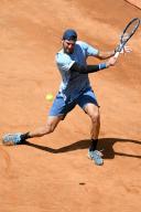 Andrea Vavassori of Italy in action during the match against Dominik Koepfer of Germany at the Internazionali BNL d\'Italia 2024 tennis tournament at Foro Italico in Rome, Italy on May 9, 2024. Dominik Koepfer defeated Andrea Vavassori 6-4, 6-3.\/Sipa USA *** No Sales in France and Italy