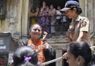 MUMBAI, INDIA - MAY 9: Shiv Sena candidate from South Mumbai Lok Sabha seat Yamini Jadhav during election campaign at Agripada in Mumbai, India, on Thursday, May 9, 2024. (Photo by Anshuman Poyrekar\/Hindustan Times\/Sipa USA
