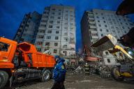 Collapse of the entrance to a residential building on Shchorsa Street. 12.05.2024 Russia, Belgorod region, Belgorod Photo credit: Vladimir Baryshev/Kommersant/Sipa