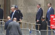 Former President Donald Trump exits Manhattan Criminal Court with his son Eric Trump (R) following the testimony of the last witness for the prosecution during the first-ever criminal case involving a President of the United States on May 13, 2024 in New York City. Trump is charged with a coverup concerning paying  hush money to an adult film star Stormy Daniels. The case brought by Manhattan district attorney Alvin Bragg stipulates that Trumps former attorney Michael Cohen paid Daniels, on behest of the former president, $130,000 to hide Trumps personal involvement with the film star. The New York case is the first of several impending cases against Trump, including cases in Florida , Georgia and Washington DC. (Photo by John Lamparski/Sipa USA