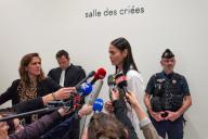 British actress Charlotte Lewis talks to the media as she arrives at the Batignolles district courthouse for the judgement in lawsuit against filmmaker Franco-Polish Roman Polanski defamed her after she accused him of sexual abuse in the 1980s, in Paris, on May 14, 2024. French court acquitted French-Polish filmmaker Roman Polanski of defaming British actor Charlotte Lewis after she accused him of raping her in the 1980s when she was a teenager, on May 14, 2024. Photo by PIerrick Villette/Abaca/Sipa