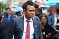 Former presidential candidate Vivek Ramaswamy seen leaving after addressing the media outside of Manhattan Criminal Court in show of support for former President Donald Trump during his hush money criminal trial, New York, NY, May 14, 2024. (Photo by Anthony Behar/Sipa USA