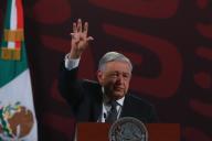 President of Mexico Andres Manuel Lopez Obrador, speaks during a briefing conference to announce the increase in teachers