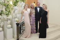 HRH Prince Charles of Bourbon Sicily with his wife Camilla Crociani and their daugthers Princess Maria Carolina (left), Princess Maria Chiara (right) pose at Carlton Hotel before going to gala during 77th Cannes Film Festival in Cannes, France on May 15, 2024. Photo by Marco Piovanotto/Abaca/Sipa