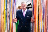 King Philippe - Filip of Belgium pictured during a royal visit to the Zinneke non-profit organization in Brussels, Thursday 16 May 2024. Best known for organizing the Zinneke Parade, this non-profit organization brings together residents from different districts of the capital to carry out creative projects that stimulate social cohesion, training and the circular economy, notably through the ressourcerie where the materials needed to build the floats are sourced, and participatory workshops. The King discovers the floats that will take part in this year