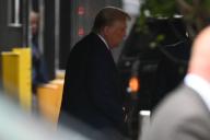 Former U.S. President Donald Trump seen leaving Trump Tower in Midtown Manhattan to attend his criminal hush money trial, New York, NY, May 16, 2024. (Photo by Anthony Behar/Sipa USA