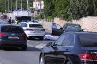 During a police chase, a passenger car with Hungarian license plates ran off the road and crashed into a wall. Four people died in the accident, and five were transported to the hospital. The police announced that according to initial information, migrants were killed. Doctors are fighting for the lives of four people, including two minors. in Brnaze, near Sinj, Croatia, on May 16 2024. Photo: Ivo Cagalj/PIXSELL/Sipa