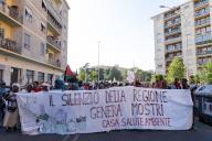 Demonstration in the streets of Garbatella district in Rome organized by movements for the right to housing (Photo by Matteo Nardone\/Pacific Press\/Sipa USA